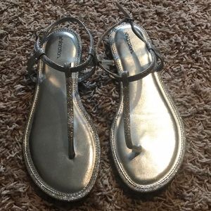 Silver flip flops
